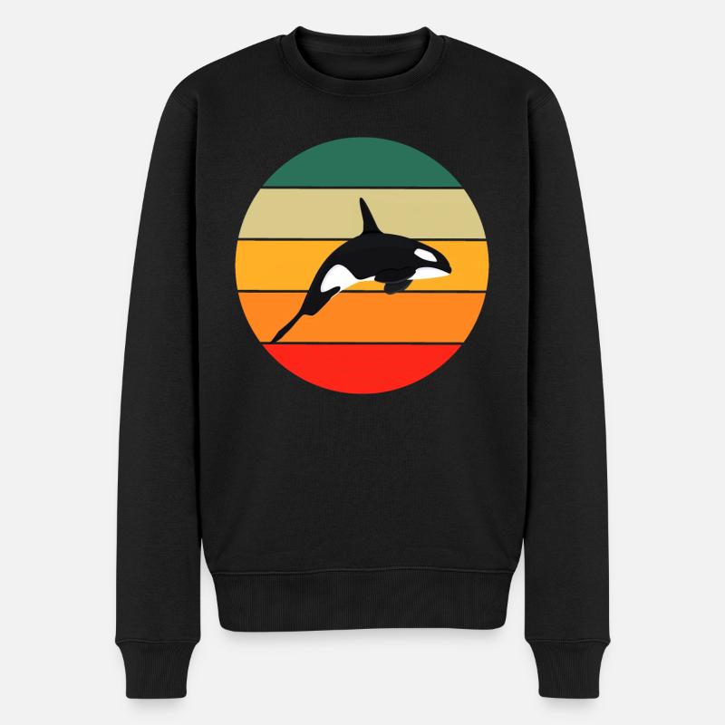 Retro Killerwal - Männer Premium Bio Pullover - Schwarz