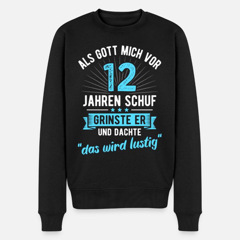 12. Geburtstag als Gott mich vor 12 Jahren schuf - Männer Premium Bio Pullover - Schwarz