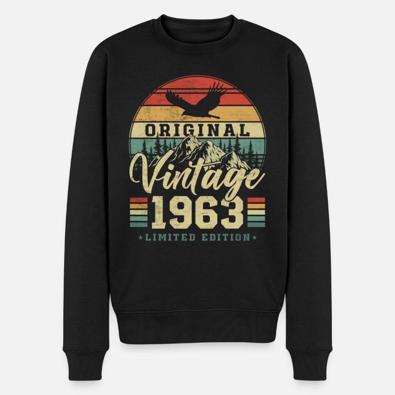 Vintage 1963 Jahrgang Retro Geburtstag Geschenk - Männer Premium Bio Pullover - Schwarz