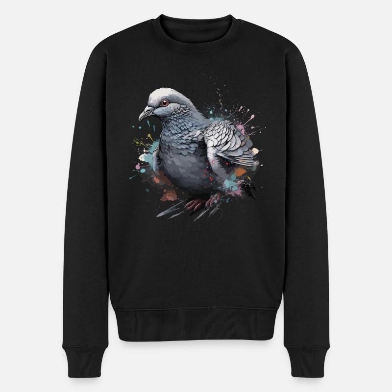 Taube Aquarell Täubchen Vogel Taubenzüchter - Männer Premium Bio Pullover - Schwarz