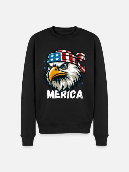 America Eagle USA Independence Day United States - Økologisk premium-sweatshirt til mænd - sort