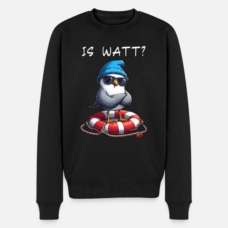 Hamburg Hamburger Möwe Watt Wattenmeer Lustig - Männer Premium Bio Pullover - Schwarz
