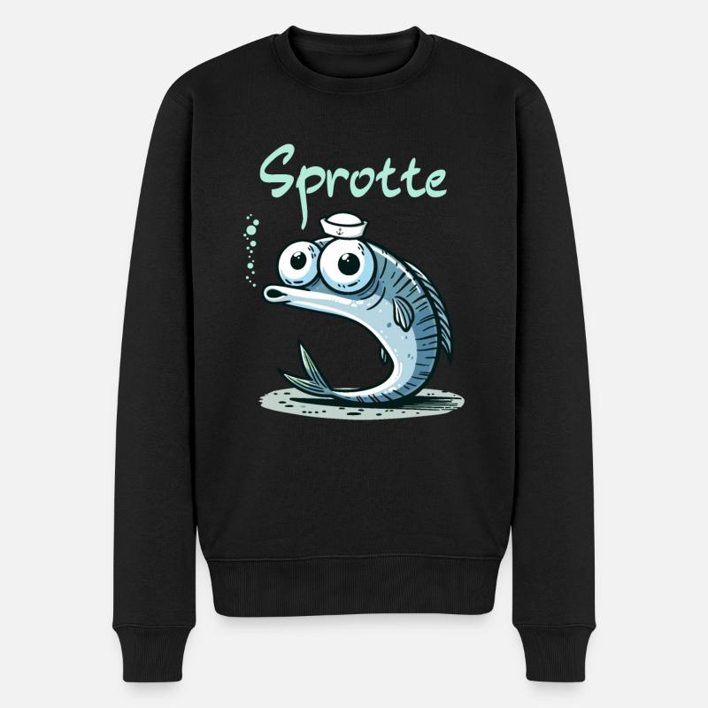 Hambourg Kiel Sprotte Mer du Nord Poisson Drôle - Pull Premium bio Homme - noir