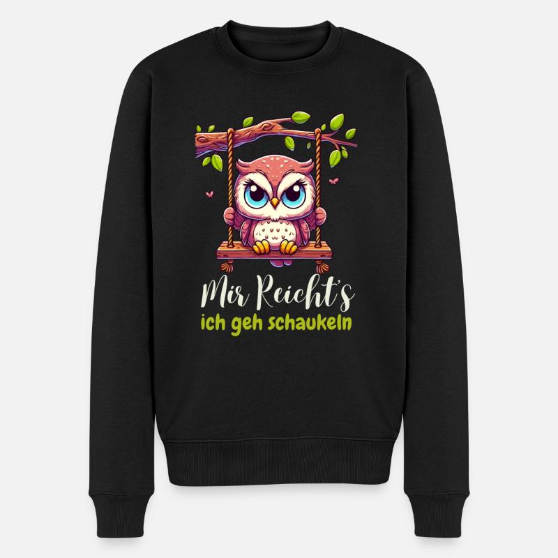 Eule Mir reicht's Ich geh schaukeln Lustig Kinder - Männer Premium Bio Pullover - Schwarz