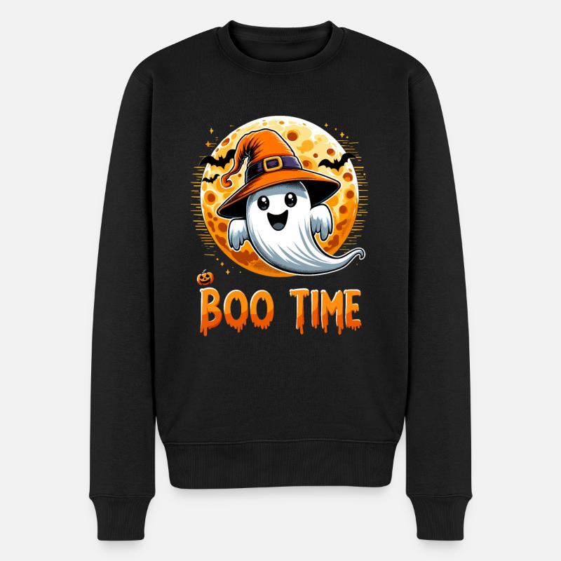 Halloween Geist Gespenst Boo Time Hexenhut Lustig - Männer Premium Bio Pullover - Schwarz