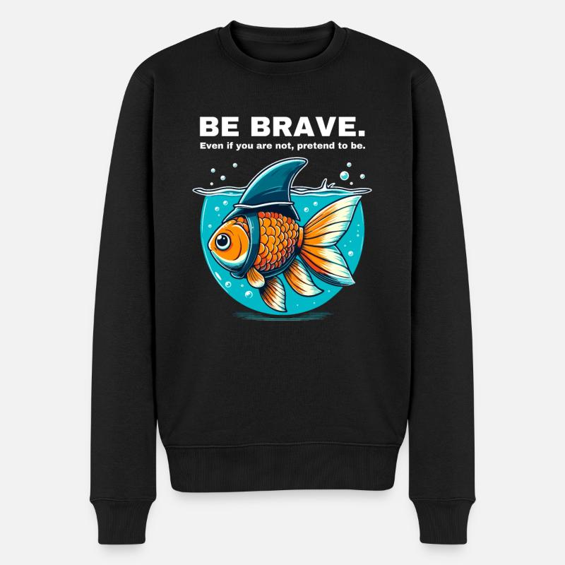 Mut Mut Machen Goldfisch Hai Motivation Stark Sein - Männer Premium Bio Pullover - Schwarz