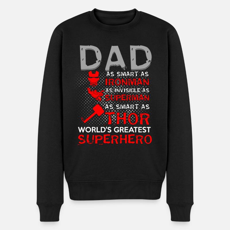 DAD SUPER HERO Design - Männer Premium Bio Pullover - Schwarz