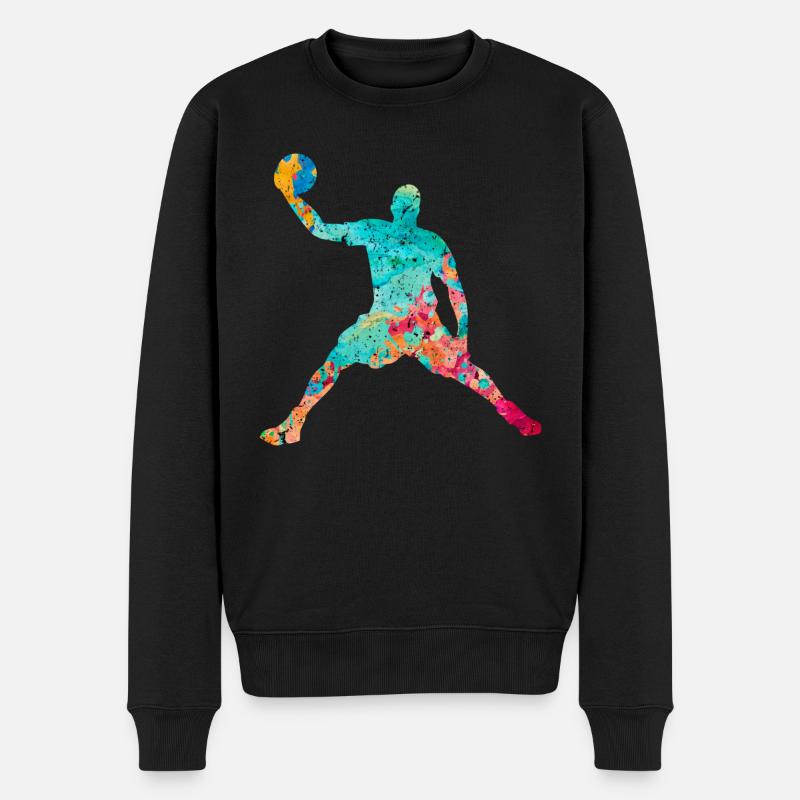 Basketball Player - PopArt - Männer Premium Bio Pullover - Schwarz