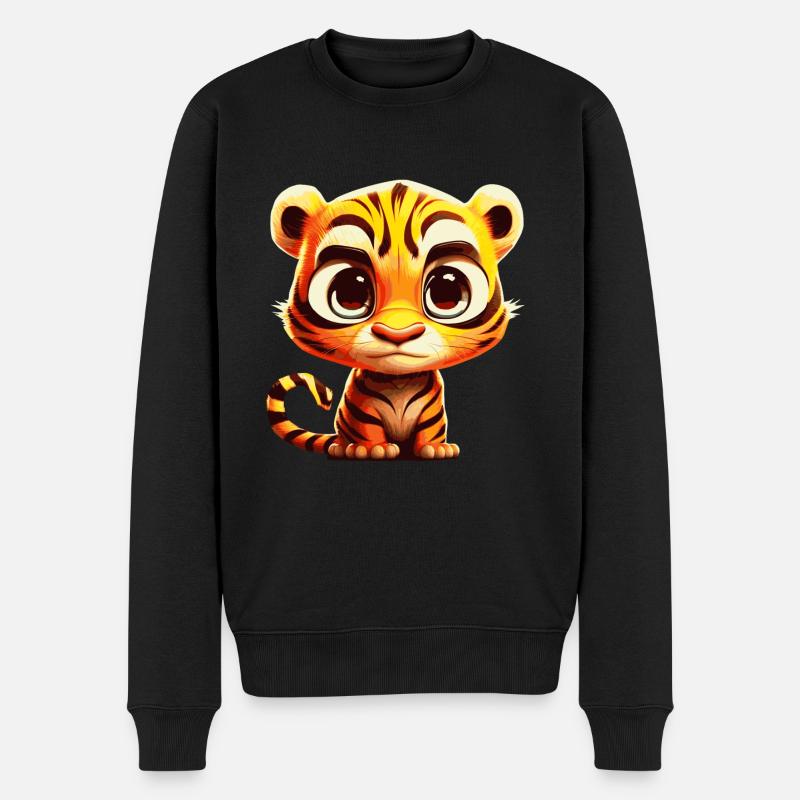 Tiger - Männer Premium Bio Pullover - Schwarz