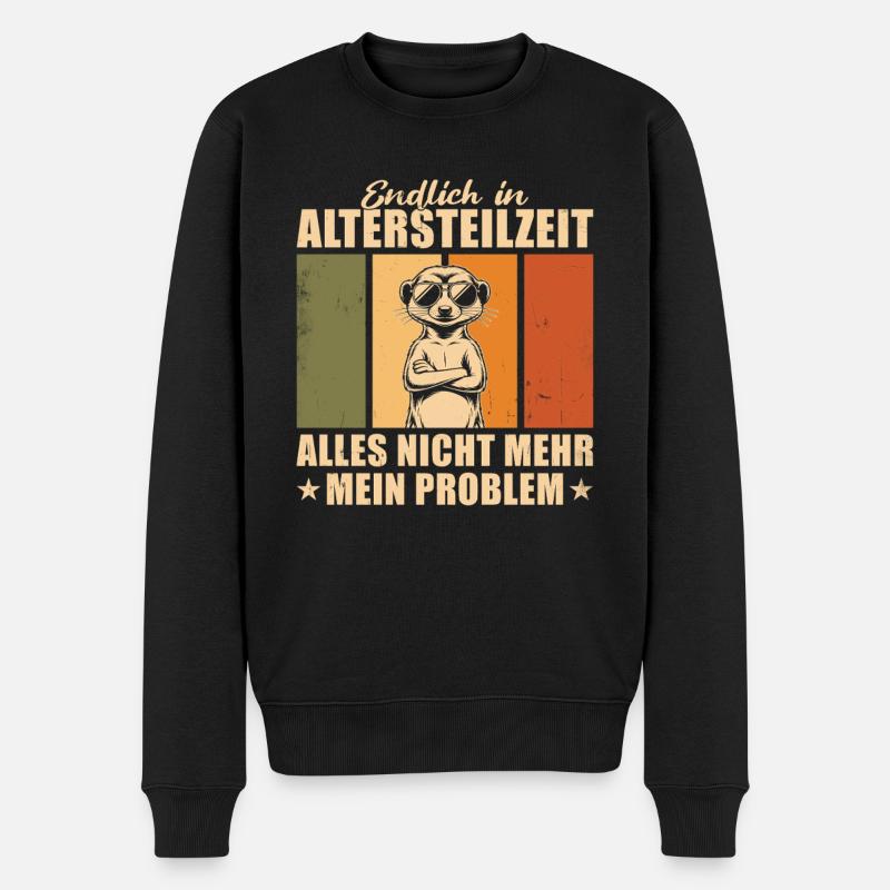 Altersteilzeit Erdmännchen Vintage Frührente - Männer Premium Bio Pullover - Schwarz