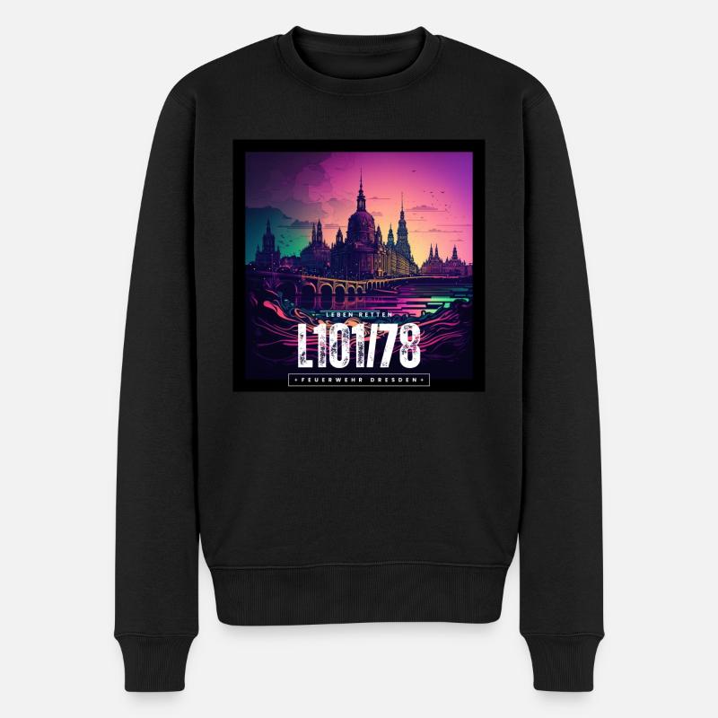 Skyline Dresden - Männer Premium Bio Pullover - Schwarz