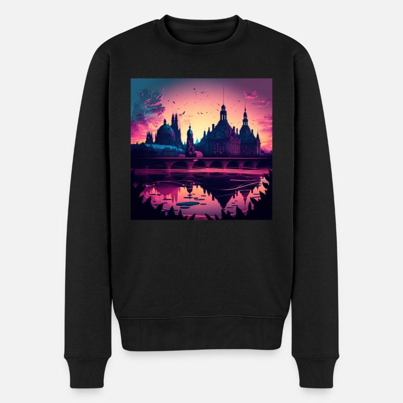 Skyline Dresden - Männer Premium Bio Pullover - Schwarz