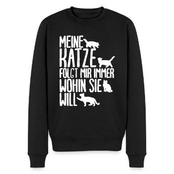 Katzen Katze Katzenshirt Katze Geschenkidee - Männer Premium Bio Pullover - Schwarz - Vorne - Nico (187cm)
