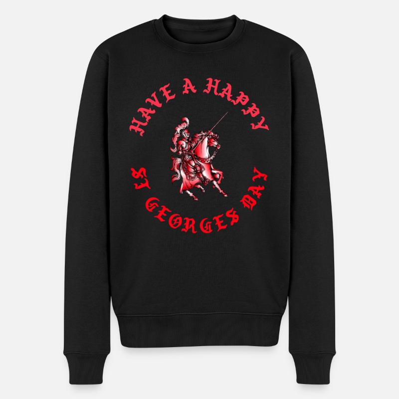 St George, Englisches Erbe - Männer Premium Bio Pullover - Schwarz