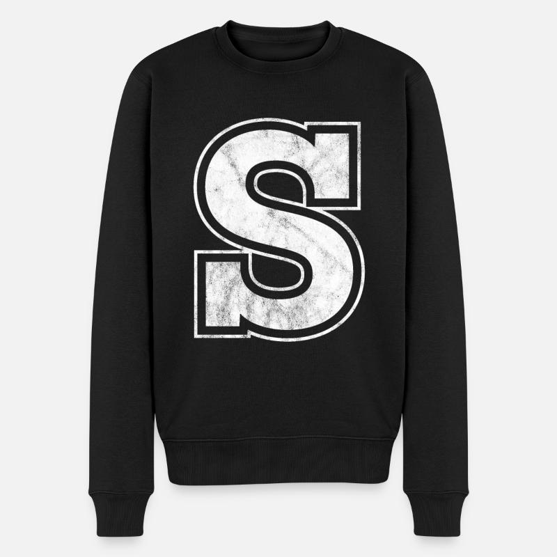 Buchstabe S - Männer Premium Bio Pullover - Schwarz