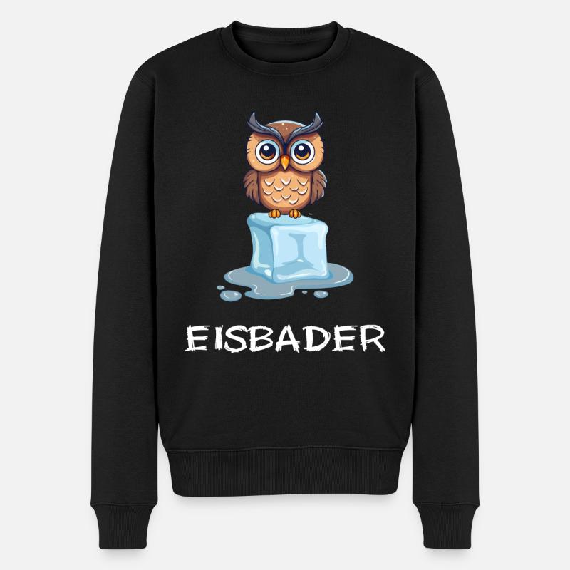 Eisbader Winterschwimmen Eule Winterbaden - Männer Premium Bio Pullover - Schwarz