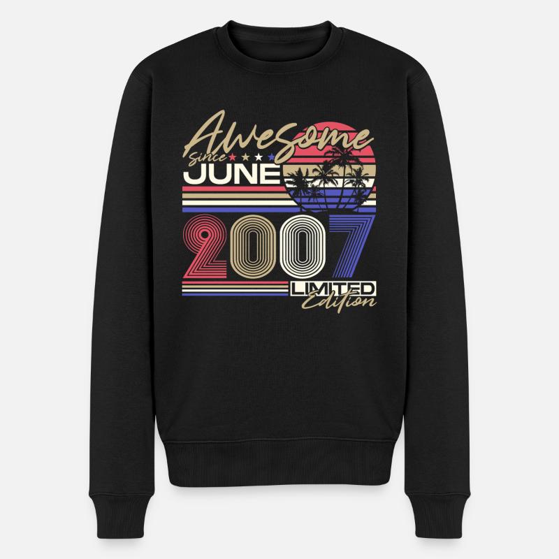 2007 Jahrgang Vintage Geburtstag Retro Geschenk - Männer Premium Bio Pullover - Schwarz