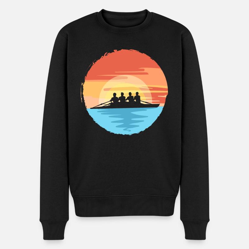 Cool Rowing Retro Sunset Rowers Paddleboard Canoe - Männer Premium Bio Pullover - Schwarz