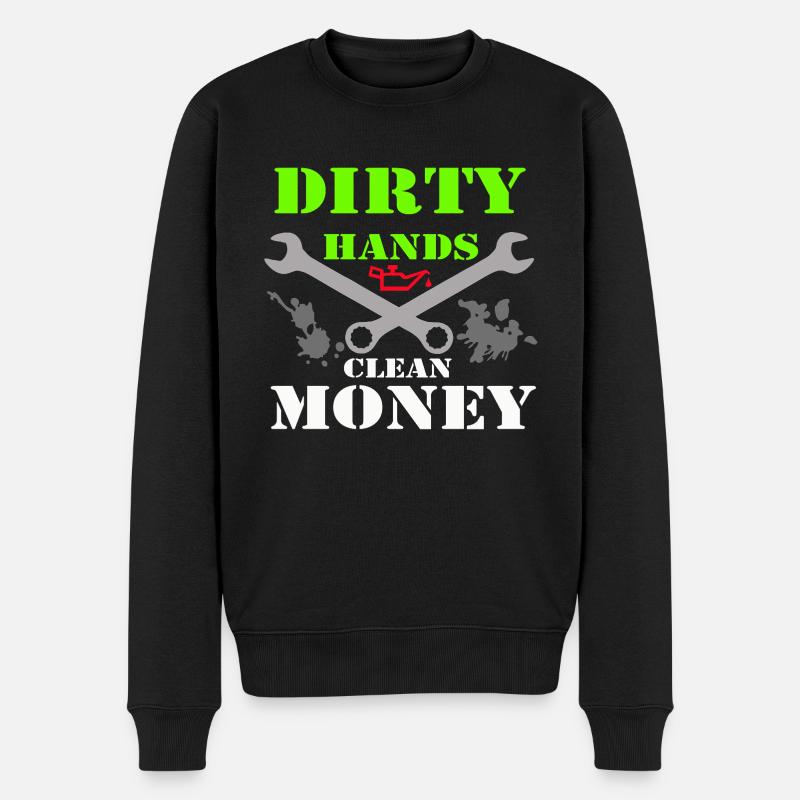 Auto Tuning Schrauber Kult Shirt Dirty Hands (25) - Männer Premium Bio Pullover - Schwarz