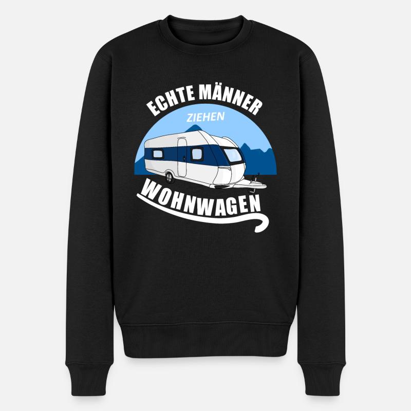 Echte männer ziehen Wohnwagen camping Urlaub - Männer Premium Bio Pullover - Schwarz