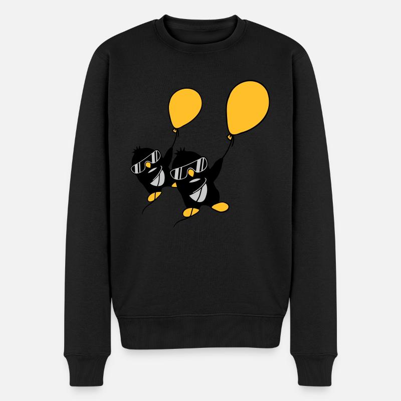 2 pingouins ballon volant - Pull Premium bio Homme - noir