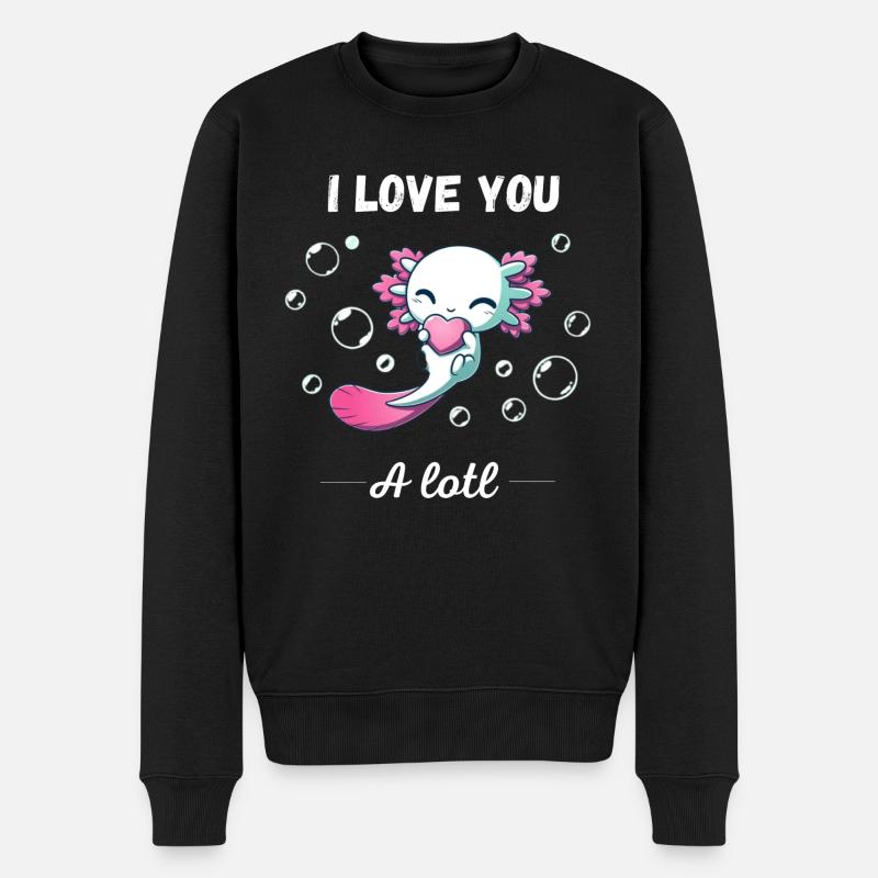 Ich liebe dich Axolotl - Männer Premium Bio Pullover - Schwarz