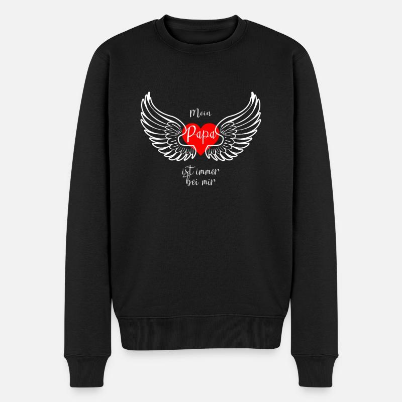 Mein Papa ist immer bei mir - Männer Premium Bio Pullover - Schwarz