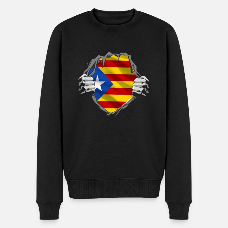 Drapeau de la Catalogne sur l’indépendance de la poitrine - Pull Premium bio Homme - noir