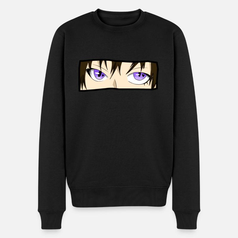 Anime Augen Handgezeichnet - Männer Premium Bio Pullover - Schwarz