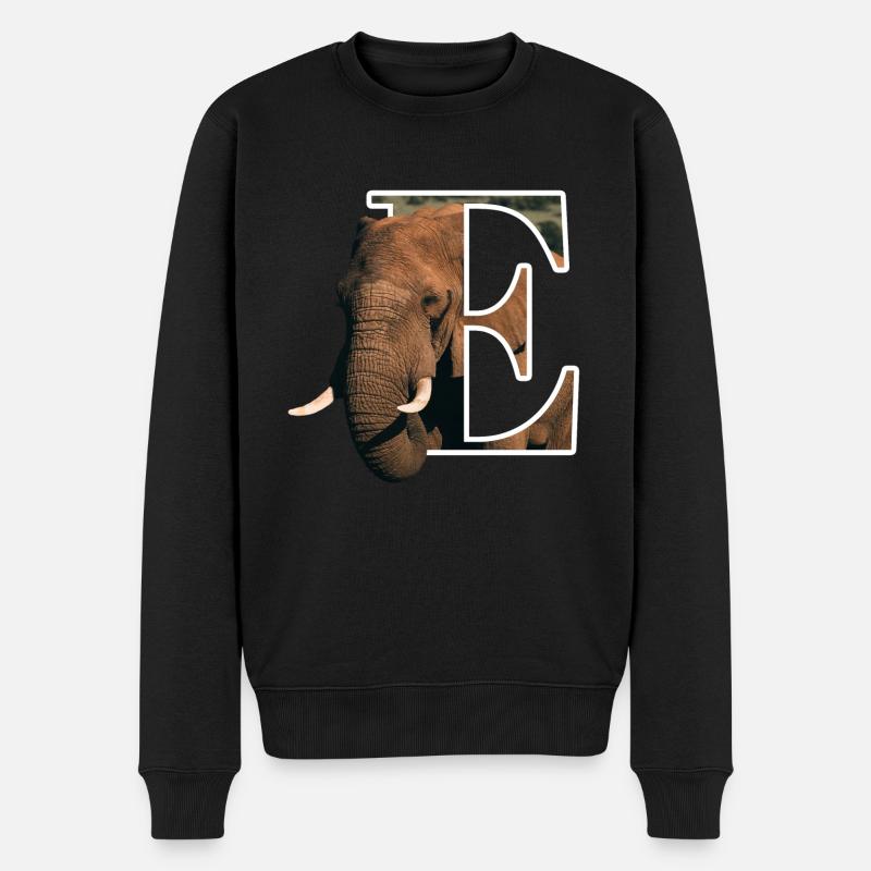 E Elephant alphabet animaux - Pull Premium bio Homme - noir