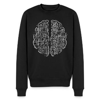 Linkes Gehirn rechts Gehirn - Männer Premium Bio Pullover - Schwarz - Vorne - Nico (187cm)