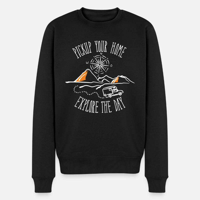 Pickup your home (weiss) - Männer Premium Bio Pullover - Schwarz