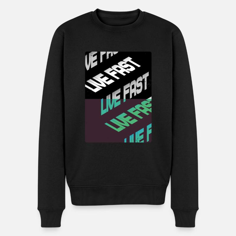 Live Fast Green Black Stairs - Pull Premium bio Homme - noir