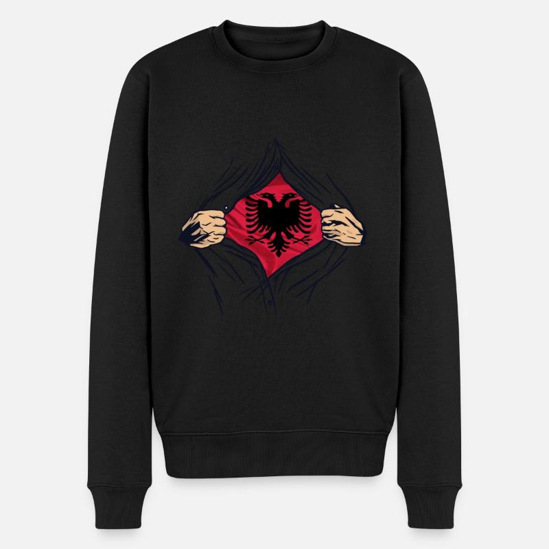 Superheld Albaner - Männer Premium Bio Pullover - Schwarz