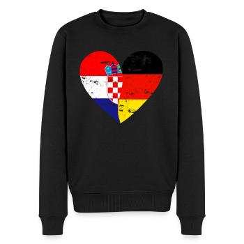 Flaggenherz Kroatien Deutschland Flagge - Männer Premium Bio Pullover - Schwarz - Vorne - Nico (187cm)