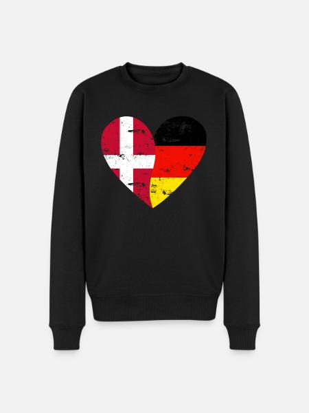 Flag Heart Denmark Germany Flag - Men's Premium Organic Jumper - black