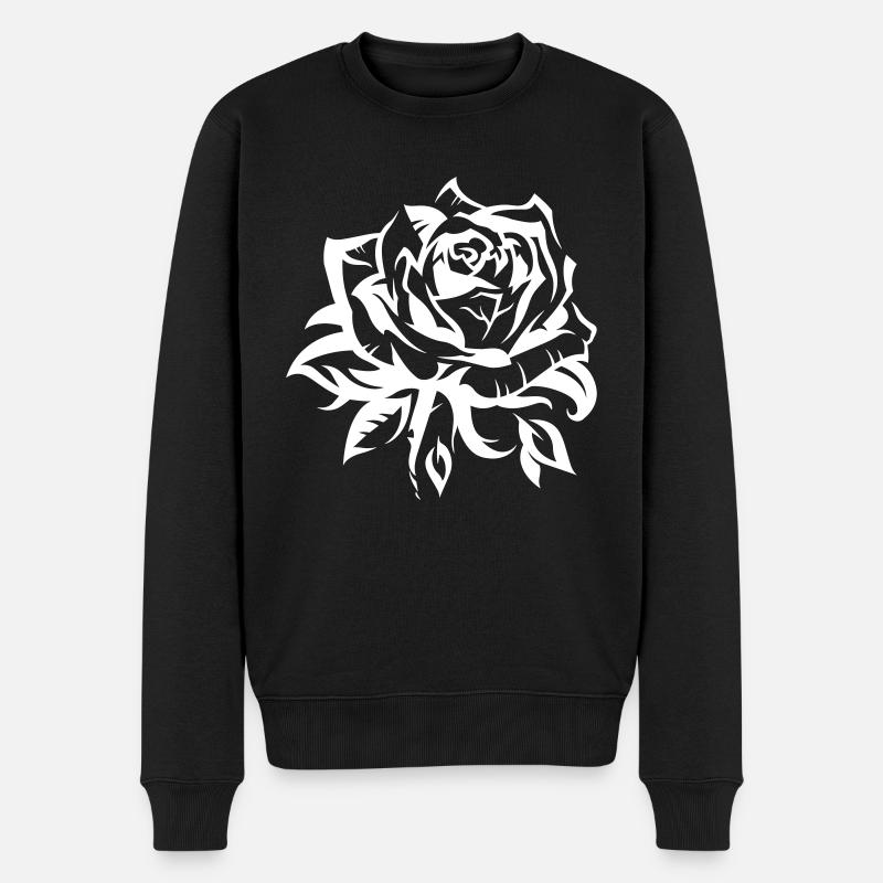 rose - Männer Premium Bio Pullover - Schwarz