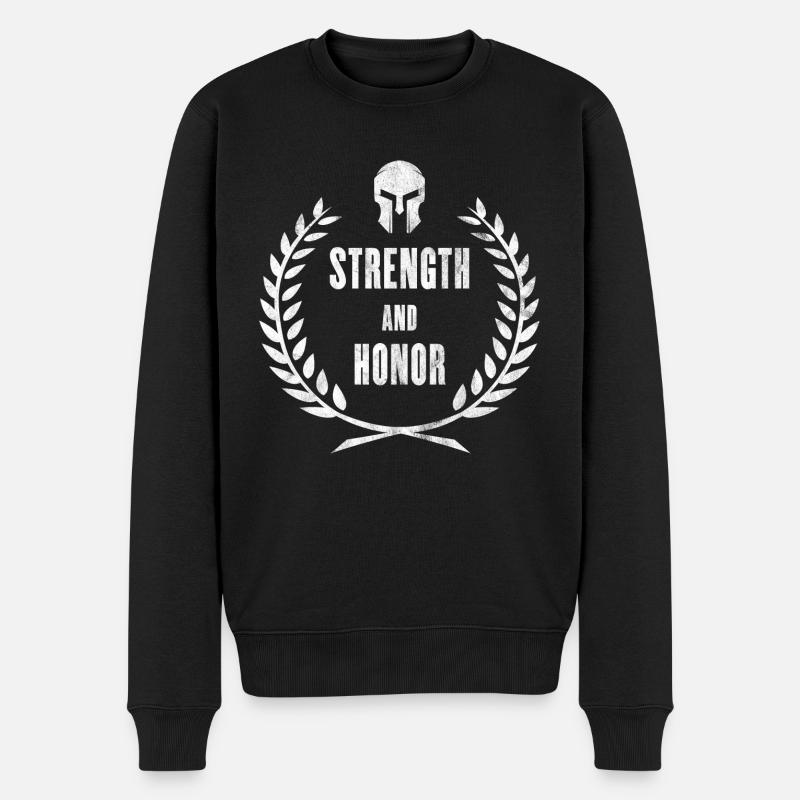 Strength and Honor - Gladiator - Roman - Männer Premium Bio Pullover - Schwarz
