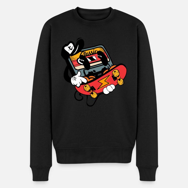 Skater Kassette - Männer Premium Bio Pullover - Schwarz