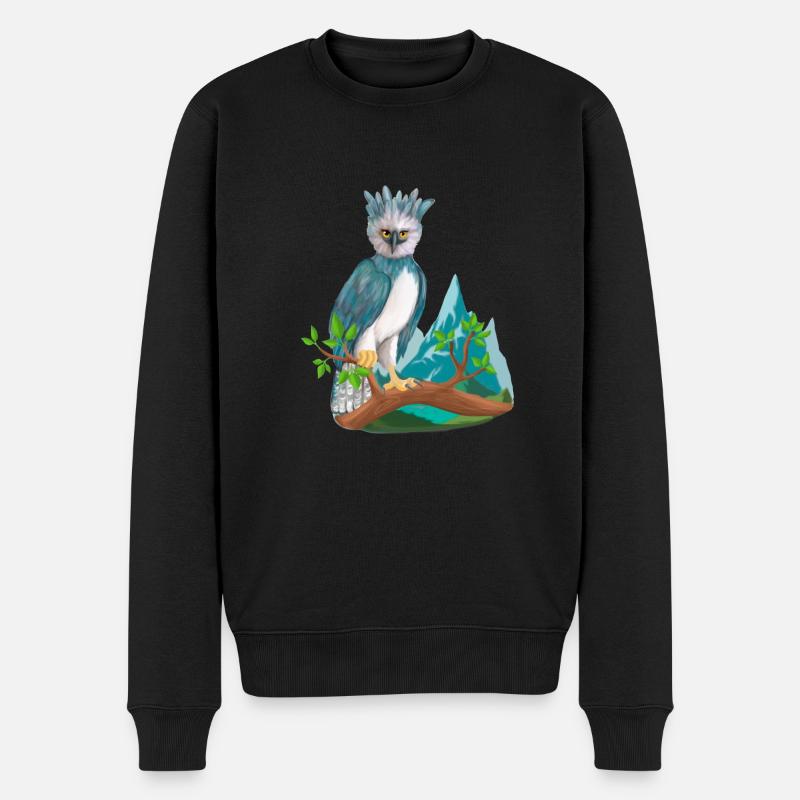 Oiseau harpie sur branche - Pull Premium bio Homme - noir
