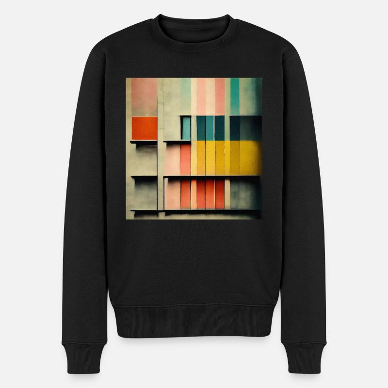 Bauhaus - Pastellfarbene Architekturillustration - Männer Premium Bio Pullover - Schwarz