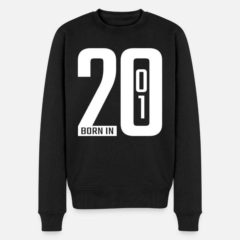 Born in 2001 white - Männer Premium Bio Pullover - Schwarz