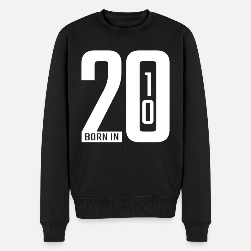Born in 2010 white - Männer Premium Bio Pullover - Schwarz