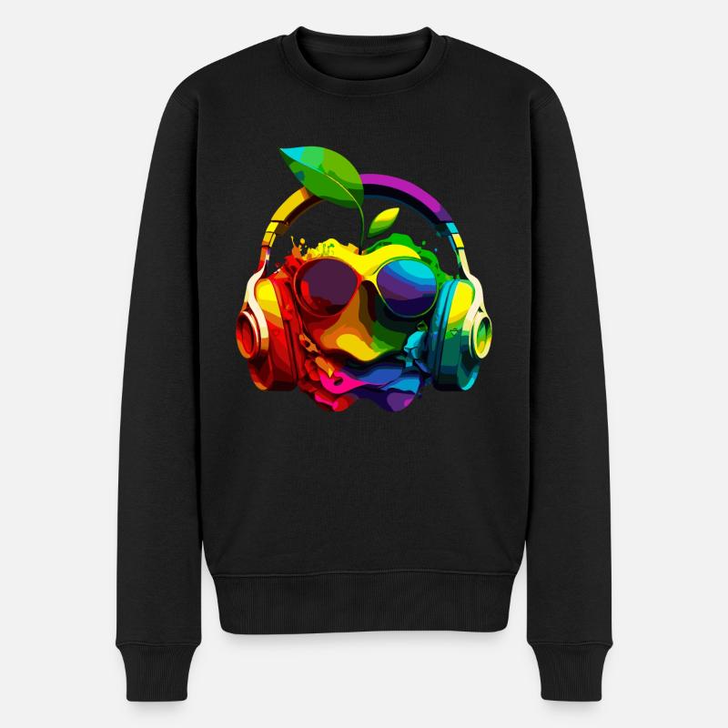 Apple Farbige Brillen und Kopfhörer - Männer Premium Bio Pullover - Schwarz