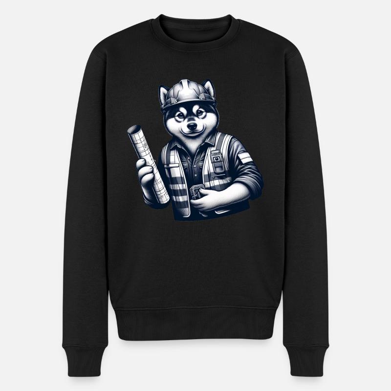 Cute Dog Construction Worker - Männer Premium Bio Pullover - Schwarz