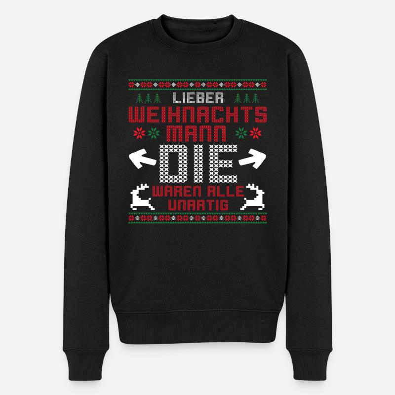 Weihnachtsmann Artig Unartig - Männer Premium Bio Pullover - Schwarz