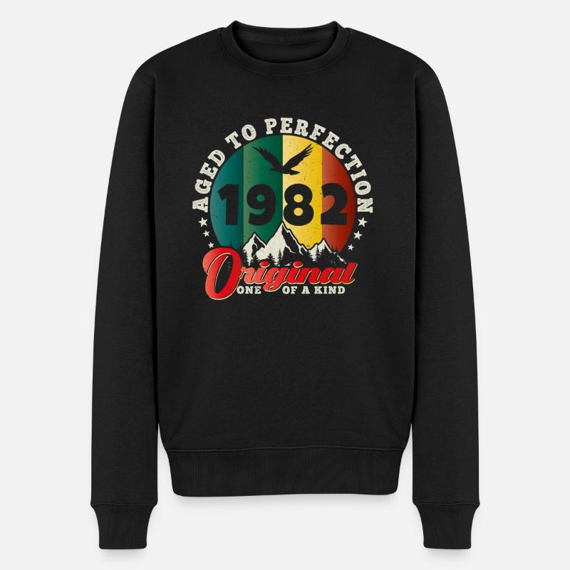 Vintage Geburtstag 1982 - Retro Geschenkidee 1982 - Männer Premium Bio Pullover - Schwarz
