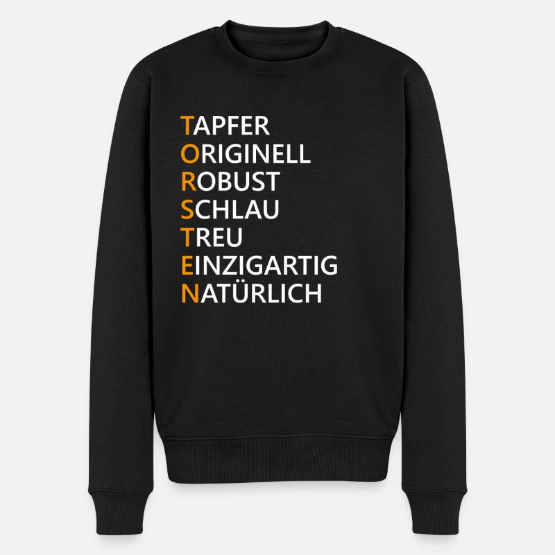 Torsten Name Geschenk - Männer Premium Bio Pullover - Schwarz