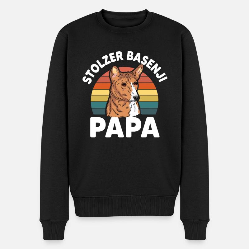 Stolzer Basenji Papa - Männer Premium Bio Pullover - Schwarz