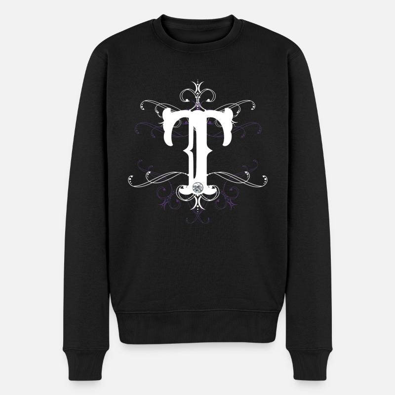 Buchstabe T Buchstabe-T - Männer Premium Bio Pullover - Schwarz